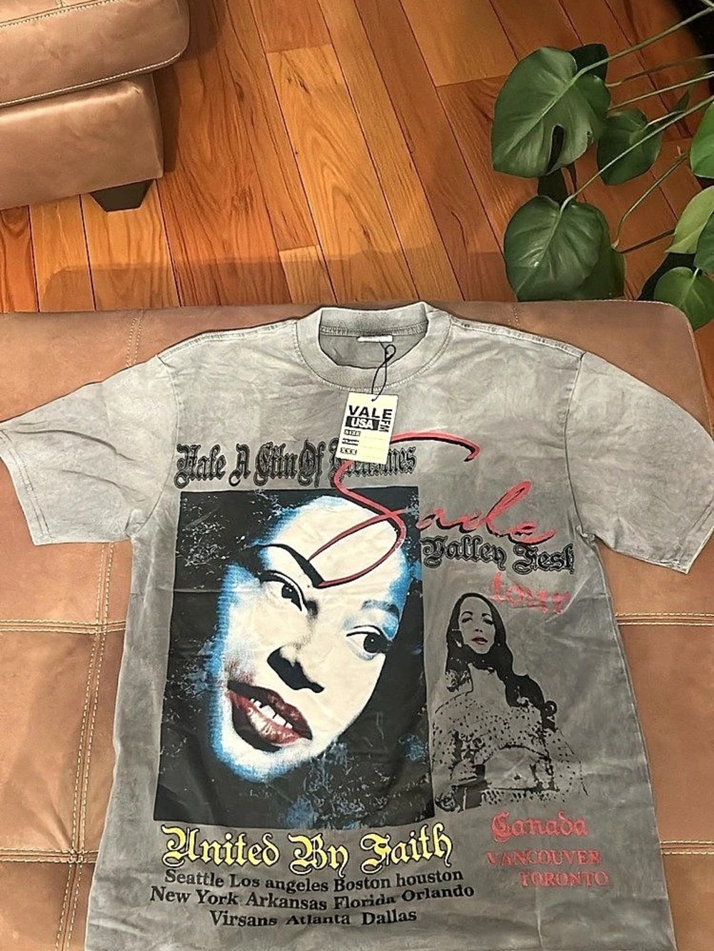 Vale Forever Thrashed Valley Tour Sade Tee Grey Graphic Short Sleeve Tee